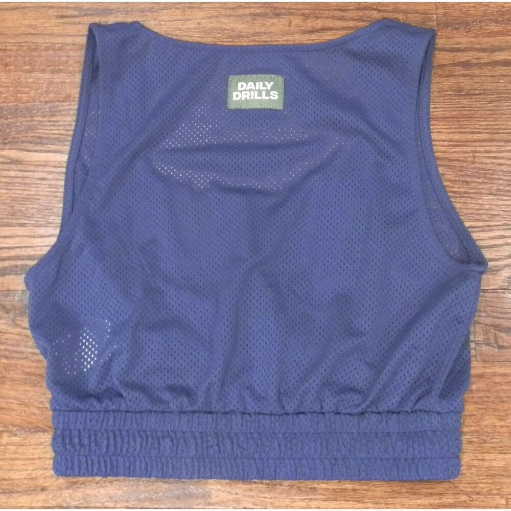 Daily Drills Blue Navy Sleeveless Polyester Mesh Top Shirt Women's Size XS